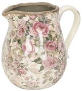 Béžový keramický džbán s ružami Rossinia M - 16*13*15 cm
