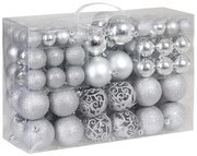 Sada vánočních baněk REGALO 100 ks stříbrná