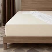 Lacná jersey napínacia plachta krémová 180×200 cm – 100 % bavlna, guma po obvode