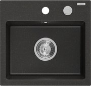 Mexen Milo granitový jednokomorový drez 435 x 410 mm, čierna/zlatá metalik - 6505441000-75