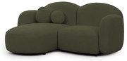 Zelená rohová pohovka z textílie buklé (ľavý roh/s leňoškou) Orbit – Ropez