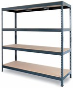 PROFESSIONAL Bezskrutkový kovový regál s HDF policou 200X240X60 cm, 4 police, 500 kg na policu, antracitová farba