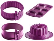 Coox Forma na koláč so skleneným dnom + Forma na bábovku + Mini forma na tortu so skleným dnom + Forma na tartalette, fialová (800011882)