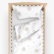Goldea vianočné detské bavlnené obliečky do postieľky - snehové vločky na bielej 90 x 120 a 40 x 60 cm