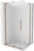 Mexen Velar L, sprchový kút s posuvnými dverami 90 x 70 cm, 8mm sklo námraza, medená matná, 871-090-070-33-65