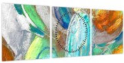 Obraz - Farebná abstrakcia (s hodinami) (90x30 cm)