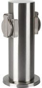 Brilagi - Vonkajší zásuvkový stĺpik PILLAR 2Z SCHUKO 230V IP44 matný chróm BG1532
