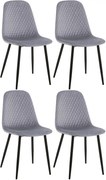 4x Stolička Giverny zamat - sivá