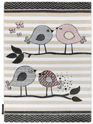 Detský kusový koberec Petit Birds cream, 120x170, šedá, detská izba, Dywany Łuszczów