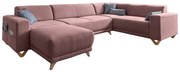 Ružová rozkladacia/s úložným priestorom rohová pohovka (pravý roh/do tvaru "U") Classy Sophie – Miuform