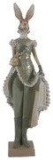 Zelená dekorácia zajačia dáma s kabelkou - 11*8*33 cm