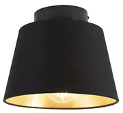 Stropné svietidlo s bavlneným tienidlom čierne so zlatom 20 cm - Combi Black