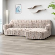 Bielastické poťahy OCEANO NOVÉ béžové sedačka s otomanem vpravo (š. 170 - 300 cm)