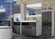 Kúpeľňový nábytok Belini šedý lesk / čierny lesk + umývadlo + zrkadlo  ROD P 5/0/W/SB/0/ZW