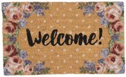Kokosová rohožka s ružami a Welcome Dotty Rose - 75*45*1 cm