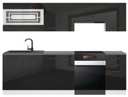 Kuchynská linka Belini Premium Full Version 240 cm čierny lesk s pracovnou doskou LILY