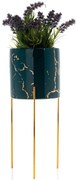 KERAMICKÝ KVETINÁČ SO STOJANOM NILA 32,5X12,5 CM ZELENÁ