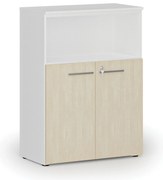 Kombinovaná kancelárska skriňa PRIMO WHITE, 800 x 420 x 1087 mm, biela/breza