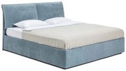 Modrá čalúnená dvojlôžková posteľ s úložným priestorom s roštom 180x200 cm Thessa Pillow – Bonami Selection