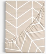 Goldea bavlnená napínacia plachta - biely cikcak na béžovom 80 x 160 cm