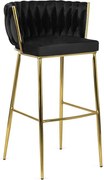 Barová stolička BRAVO - velúrová čierna, zlatá- vintino.sk