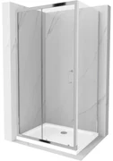 Mexen Apia, sprchový kút s posuvnými dverami 90 (dvere) x 80 (stena) cm, 6mm číre sklo, chrómový profil + slim sprchová vanička 5cm, 840-090-080-01-00-4010