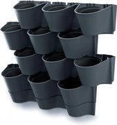 Kvetináč Prosperplast CASCADE WALL sada kvetináčov na stenu antracit