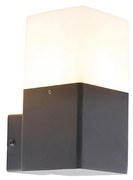 Vonkajšia nástenná lampa čierna s opálovým bielym tienidlom IP44 - Denmark
