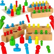 KIK Drevené Montessori valcové závažia – farebné vzdelávacie puzzle