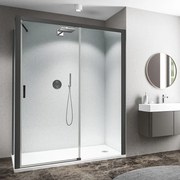 Roth Obdĺžnikový sprchový kút CI D2L(R)+CI FXP, čierny elox - bez vaničky ROTH-Variant: dvere: 120 cm, bočná stena: 70 cm - (CI D2R/1200_CI FXP/700_c…