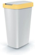 Odpadkový kôš s farebným vekom, 45 l, žltá / sivá