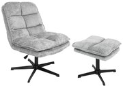 Relaxačné otočné kreslo KATANIA s podnožkou, svetlosivé