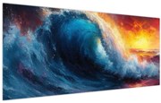 Obraz - Vlna v západu slnka (120x50 cm)