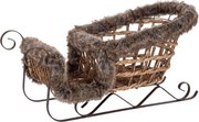 Vianočné dekorácie prútené sane zdobené kožúškom - 60*24*28 cm