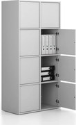 Kancelárska skriňa FRAME, 8x dvere, 872 x 450 x 1735 mm, PUSH-lock, sivá