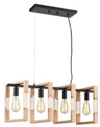 Klausen 114001 - Luster na lanku SERIES 4xE27/11W/230V drevo/čierna