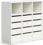 Úložná skrinka CASPER, 12 zásuviek, 3 horné priehradky, so soklom, biela