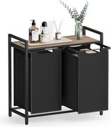 2-priehradkový kôš na bielizeň, 2 x 46 l, 73 x 33 x 72 cm, ťavohnedá a čierna farba