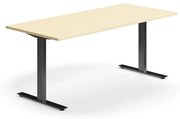 Kancelársky stôl QBUS, rovný, 1800x800 mm, T-rám, čierny rám, breza