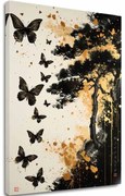 Obraz na plátne Motýlia Harmónia - Čierno-zlatý Dizajn