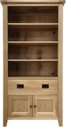 Vysoká drevená knižnica so zásuvkou a dvierkami, 96x43x187 cm
