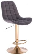 LuxuryForm DESIGN Barová stolička PARIS VELUR na zlatom tanieri - šedá