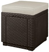 Tmavohnedý záhradný taburet Cube – Keter