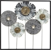 Kovová dekorácia na stenu Flowers 50x50 cm