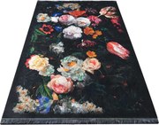 DY Čierny koberec s kvetinovým vzorom Horeca-New 119S Rozmer: 60x100 cm