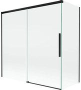 Mexen Rox, 2-krídlová posuvná vaňová zástena 160 + 70 x 150 cm, 8mm číre sklo, čierny matný profil, 8C9-160-070-70-00