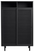 Čierna kovová skrinka s posuvnými dverami 90x140x40 cm Veep – Unique Furniture