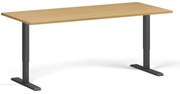 Výškovo nastaviteľný stôl, 180x80 cm, 2 motory, čierna podnož, buk
