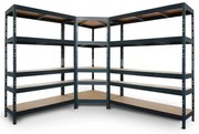 Bezskrutkový kovový regál RIVET CORNER PACK 180x210x240x45 cm, 5x HDF polica, antracitová sivá