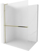 Mexen Kioto+ L, sprchová zástena Walk-In s poličkou a vešiakom 70 x 200 cm, 8mm sklo námraza, zlatý lesklý profil,800-070-123-50-30